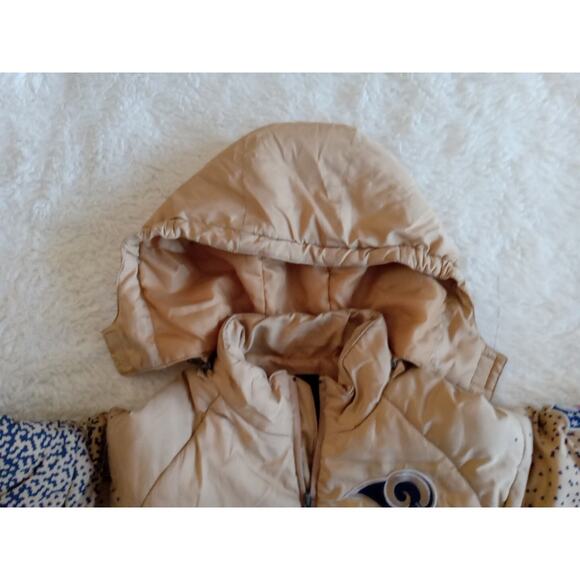 REEBOK NFL Team Apparel ST LOUIS RAMS Puffy Zip Jacket Dk Blue & Gold Women's S - Picture 3 of 12